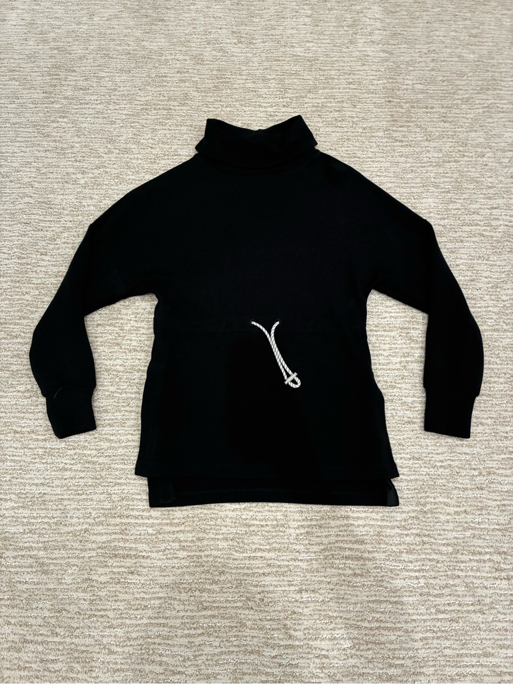 Varley Black Turtleneck Sweater with Drawstring Waist XS